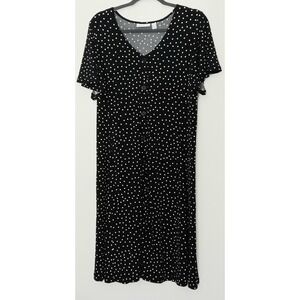 Susan Graver Women's Dress Sz M Regular Printed Liquid Knit Button Blue A501401